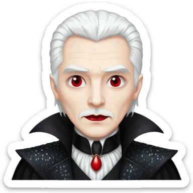 Dracula with white hair, black sequin outfit sticker