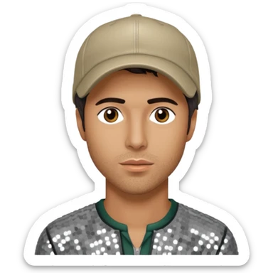 Enrique Iglesias with gray sequin outfit sticker