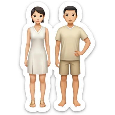 china men and woman photorealistic standing on feet sticker