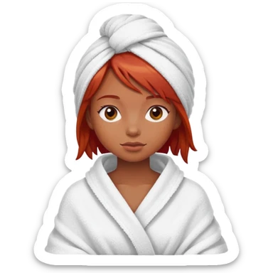 red hair brown skin girl in towel sticker