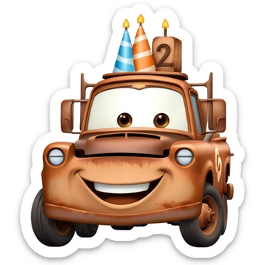 Tow mater saying happy birthday  sticker