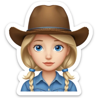 Girl with cowboy hat with blue eyes sticker