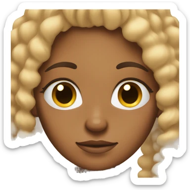 Brown skin girl with curly blondish hair and bushy eyebrows sticker