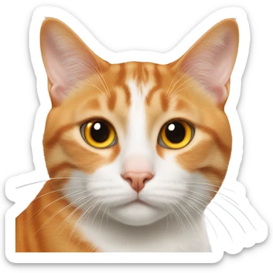orange and white cat with nose deformity  sticker