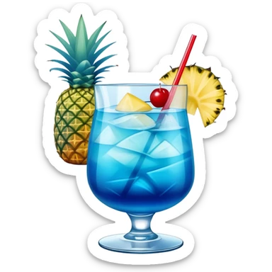 Blue Hawaii cocktail in hurricane glass sticker