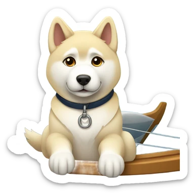 to a light dorée  Husky in a sailboat sticker