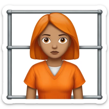 Prison in orange dress in jail  image in professional look sticker