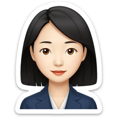 “Cartoon emoji of black hair Gong Hyo-jin, long narrow face, sharp jawline, small almond eyes, high nose bridge, elegant smile, minimal makeup, refined aura” sticker