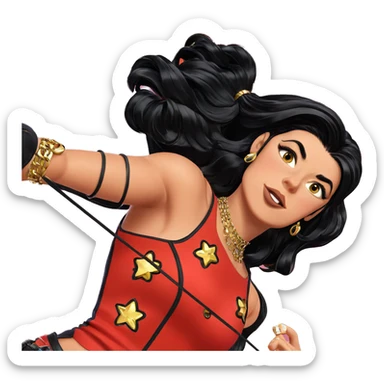 girl with black hair and jewelry sticker