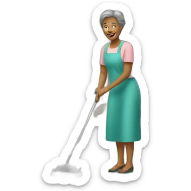 middle aged women mowning the lawn sticker