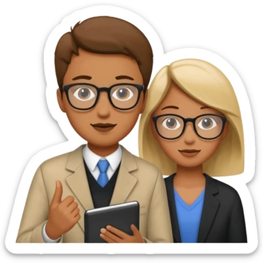 una persona dando asesoria a un estudiante sticker