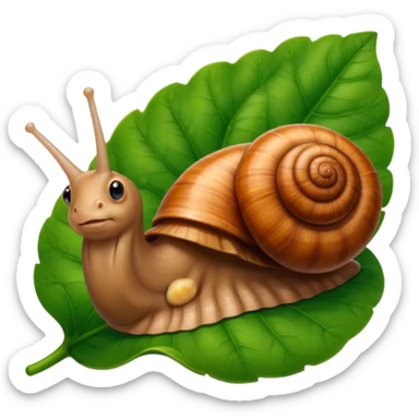 brown Snail with Long hair on leaf sticker