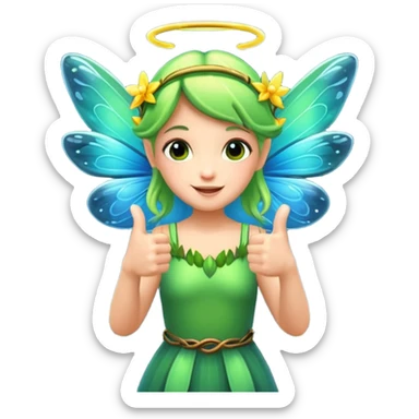 forest fairy double thumbs up with fireflies sticker