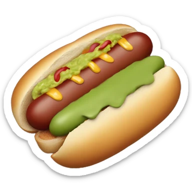 do a hotdog bread with sausage, guacamole, mustard, mayonnaise and ketchup emoji sticker