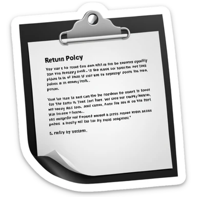 just 2 words "return policy", no background sticker