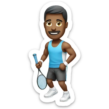 Male doing Gym excercise focusing in tennis  sticker