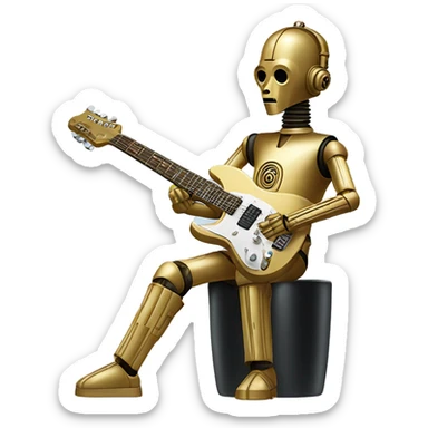 c3p0 playing electric guitar sticker