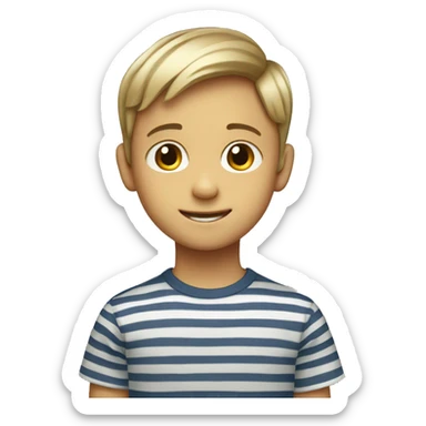 smiling boy in striped shirt sticker