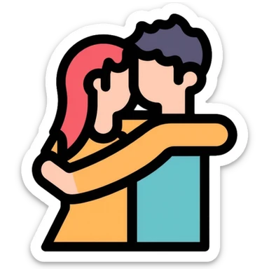 two people hugging each other sticker