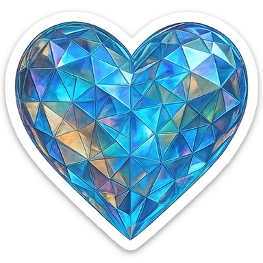 heart with a prismatic glass texture, digital illustration, no background sticker