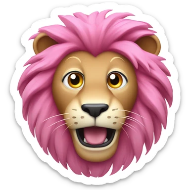 Pink lion surprised  sticker