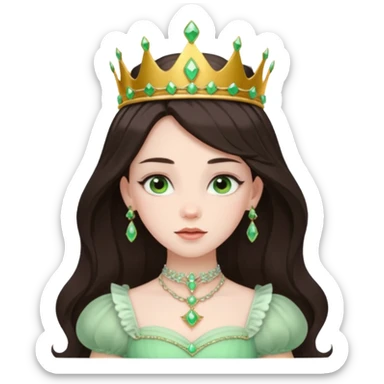 Princess Ozma from The Land of Oz with long dark brown hair, pale green outfit sticker