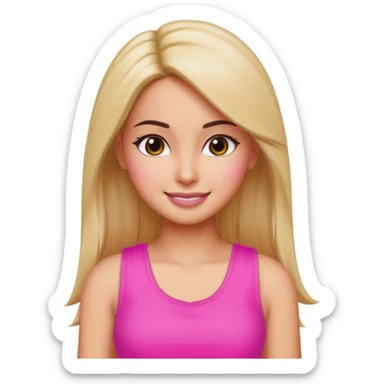 a pretty bratz emoji that looks like katrina kaif with straight side part hair wearing a neon pink sleeveless top
She should resemble Katrina Kaif. sticker