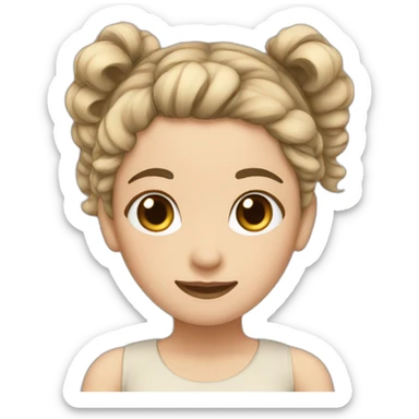 Girl,Beige,black Twin Tail Hair sticker