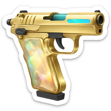 opal crystal gold gun sticker