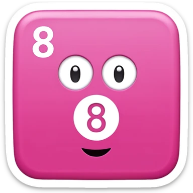 Pink square shaped character with a means it's numberblocks eight sticker