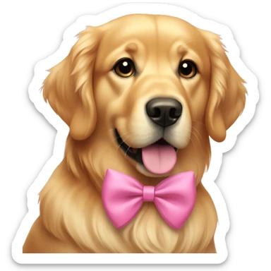 Golden retriever wearing a pink bow  sticker