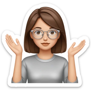 Brown medium lentgh hair girl with silver glasses sticker