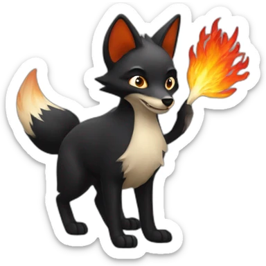 an black fox with nine fire tails sticker