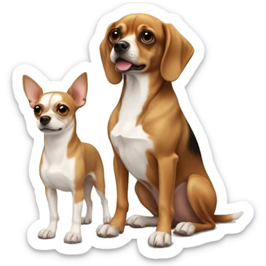 Brown and white Chihuahua and a bloodhound best friends sticker