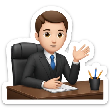 un recruteur qui pose une question à son bureau à un candidat sticker