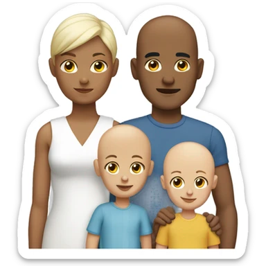 bald family of four, full body sticker