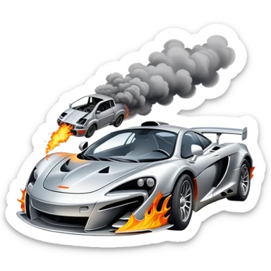sorayama mclaren car crash fire and smoke explodsion  sticker