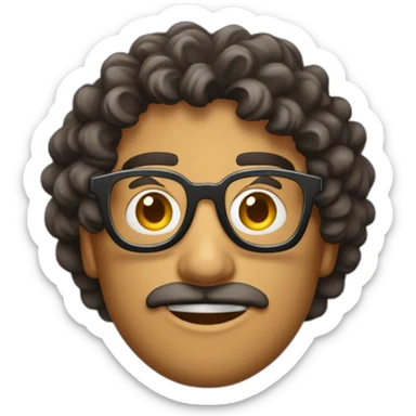 chico alto guapo pelo rizado moreno con gafas redondas y 19 años sticker