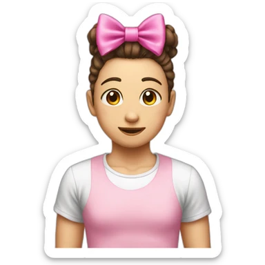 Shitszu wearing a pink bow is a t-shirt written A93 sticker