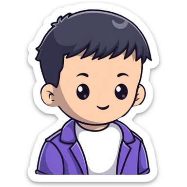 kid with half-shaved hairstyle and cool accessories sticker