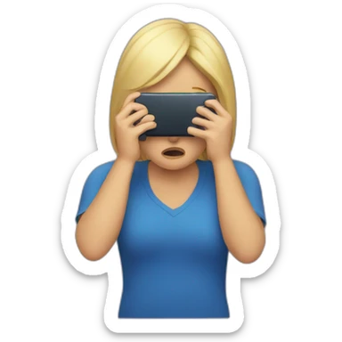 exasperated person holding a phone in front of their face sticker