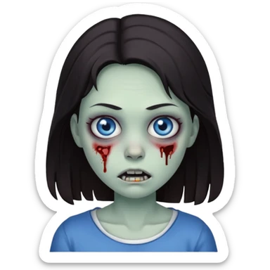 zombie girl with dark hair and blue eyes sticker