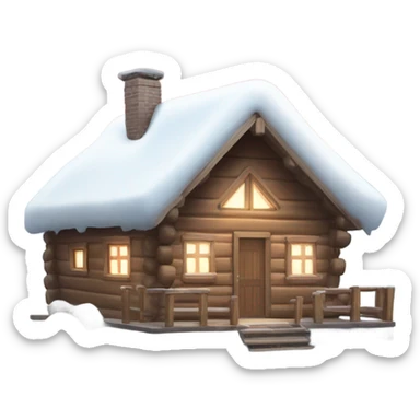 Lakeside cabin covered with sparkling snow sticker