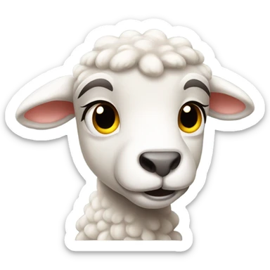 A mean lamb with angry face sticker