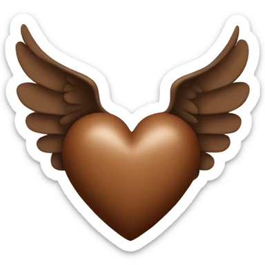 brown heart with wings sticker