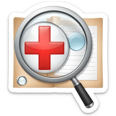 Emoji-style illustration of a paper with a magnifying glass showing a red cross, symbolizing verification failure or fake paperwork. Cute, professional, informative design sticker