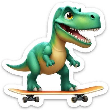 dinosaur riding a skateboard sticker