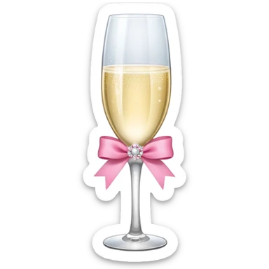 champagne glass with a pink ribbon on it sticker