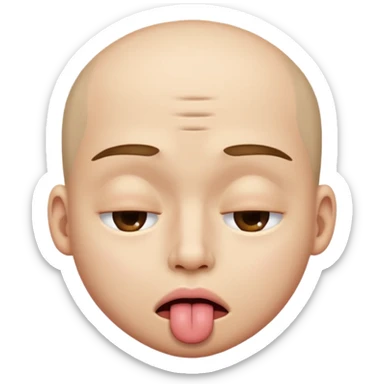 One eye closed one eyebrow up and sticking tongue out sticker