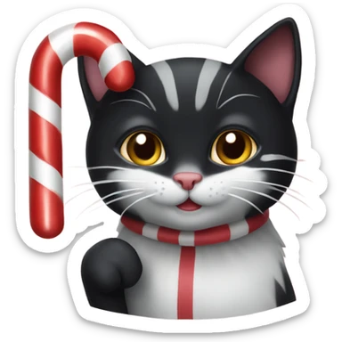 Black cat and candy cane sticker